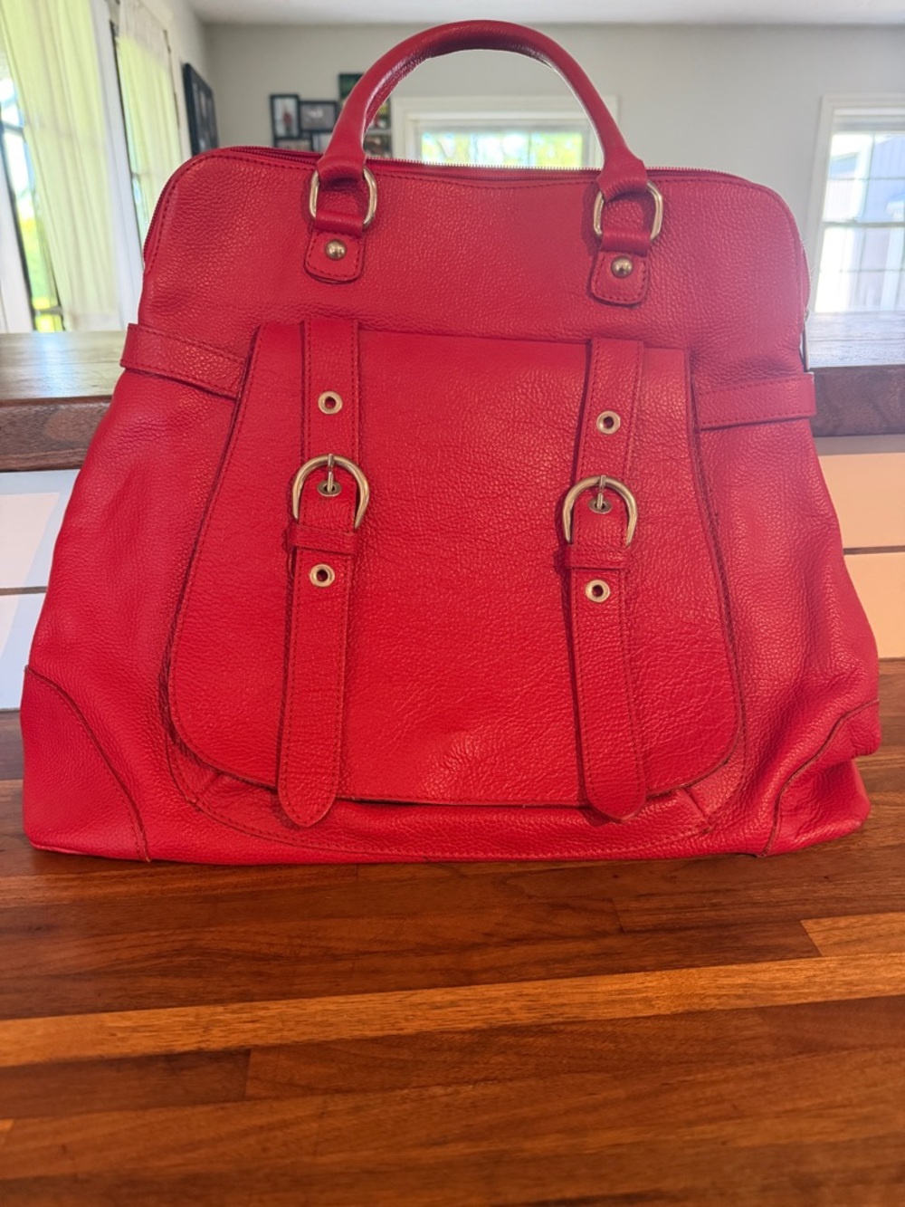 Ellen Gotti-vera Pelle Red Italian Leather large HoBo  Bag